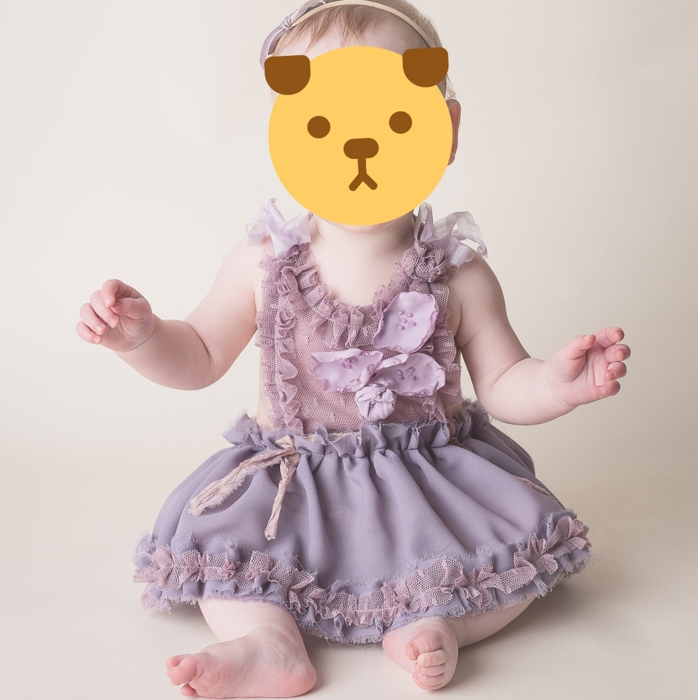 Olive & Evie Sitter Romper Lavender Lace 6-12 mont